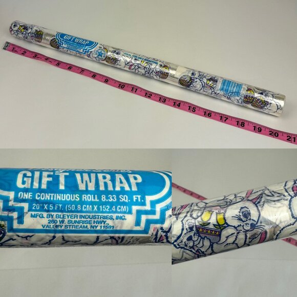 Vtg Roll of Transparent Designer Series Gift‎ Wrap Easter Bunny Rabbit Cute READ - Picture 1 of 10